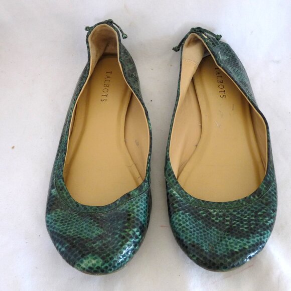 Talbots Green Snakeskin Flats - Picture 2 of 6